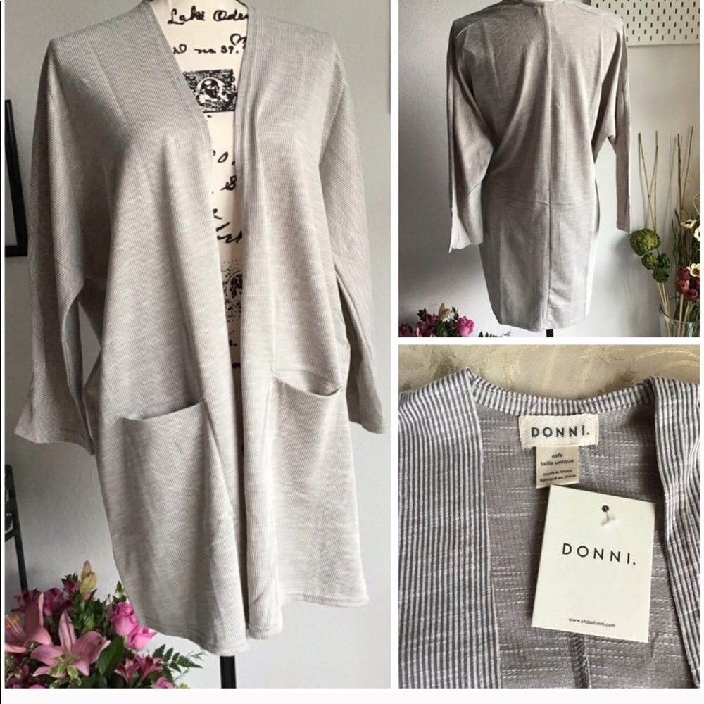 Donni Ribbed sandwash open cardigan OS